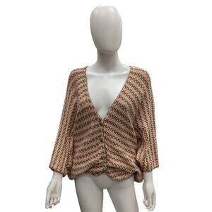 VTG Camille Cesari Women’s Sweater SZ M/L Cool Beaded Gold Buttons Short Sleeve